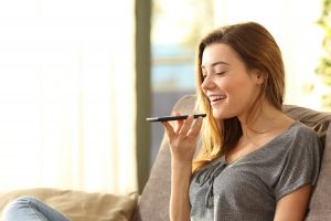 girl doing voice search